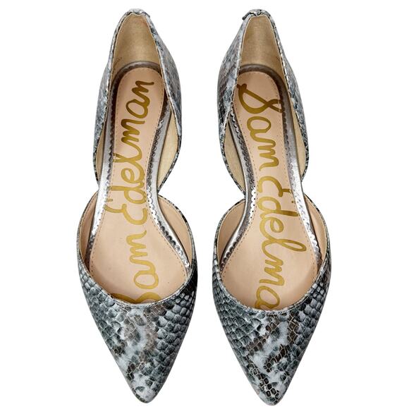 Sam Edelman Rodney d'Orsay Flats Silver Snakeskin Size 7 - Picture 1 of 5